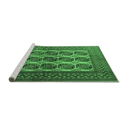 Sideview of Machine Washable Southwestern Emerald Green Country Area Rugs, wshtr1984emgrn