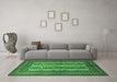 Machine Washable Southwestern Emerald Green Country Area Rugs in a Living Room,, wshtr1985emgrn