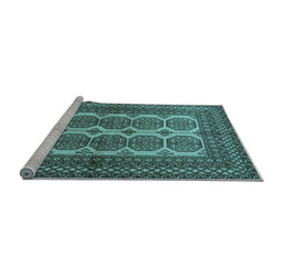 Sideview of Machine Washable Southwestern Light Blue Country Rug, wshtr1985lblu