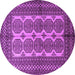 Round Machine Washable Southwestern Purple Country Area Rugs, wshtr1985pur