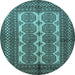 Round Southwestern Light Blue Country Rug, tr1985lblu