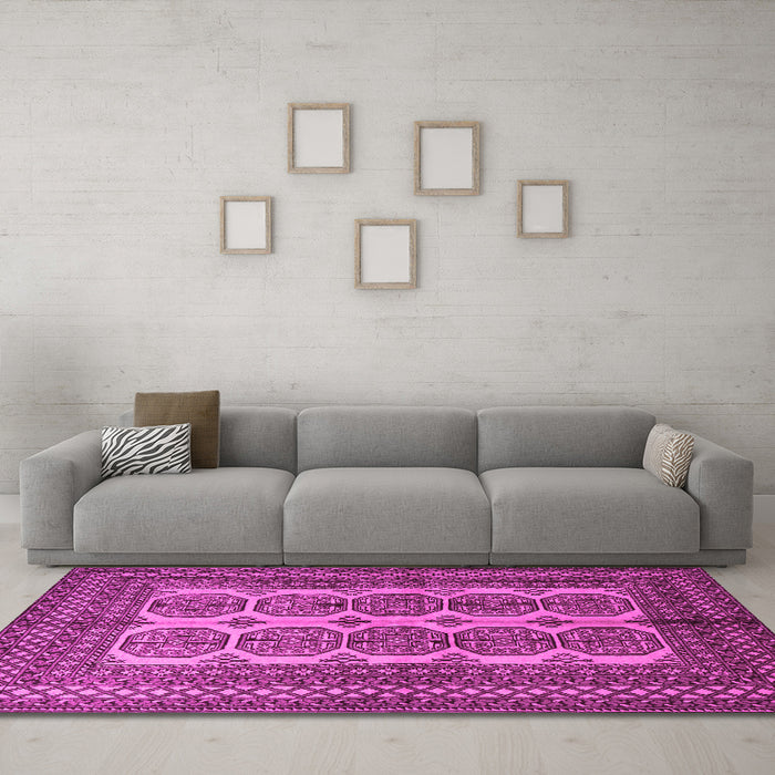 Machine Washable Southwestern Pink Country Rug in a Living Room, wshtr1985pnk