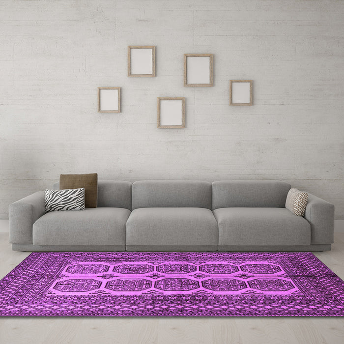 Machine Washable Southwestern Purple Country Area Rugs in a Living Room, wshtr1985pur