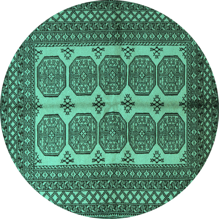 Round Southwestern Turquoise Country Rug, tr1985turq