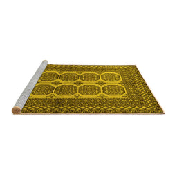 Sideview of Machine Washable Southwestern Yellow Country Rug, wshtr1985yw