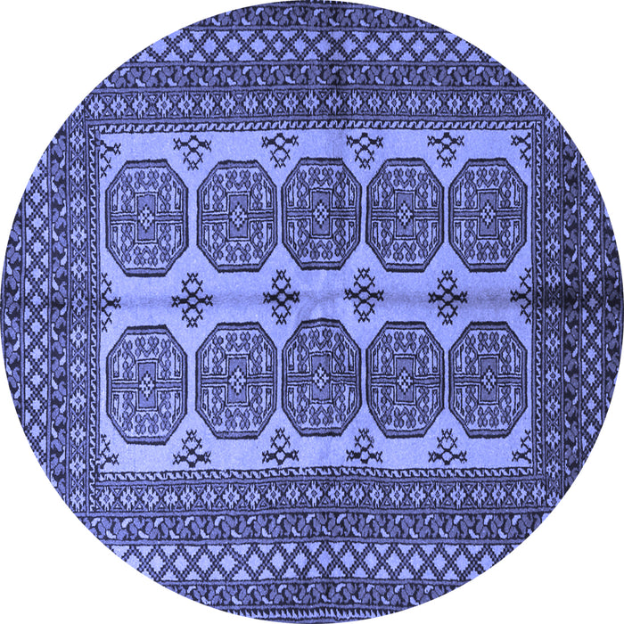 Round Machine Washable Southwestern Blue Country Rug, wshtr1985blu