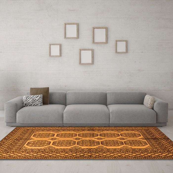 Machine Washable Southwestern Orange Country Area Rugs in a Living Room, wshtr1985org