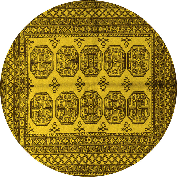 Round Southwestern Yellow Country Rug, tr1985yw