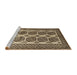 Sideview of Machine Washable Traditional Brown Green Rug, wshtr1986