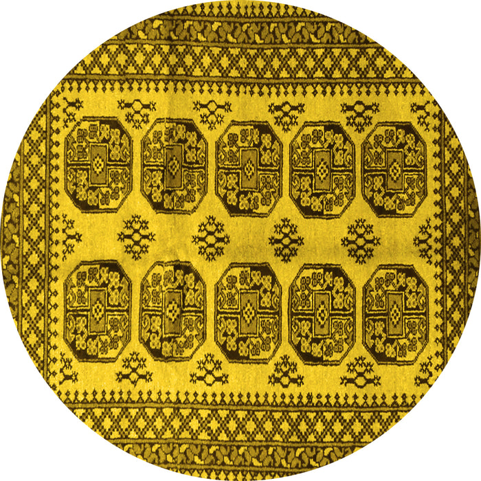 Round Machine Washable Southwestern Yellow Country Rug, wshtr1986yw