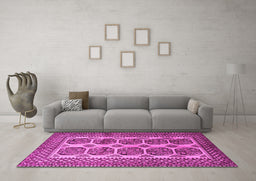 Machine Washable Southwestern Pink Country Rug in a Living Room, wshtr1986pnk