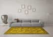 Machine Washable Southwestern Yellow Country Rug in a Living Room, wshtr1986yw