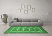 Machine Washable Southwestern Emerald Green Country Area Rugs in a Living Room,, wshtr1986emgrn