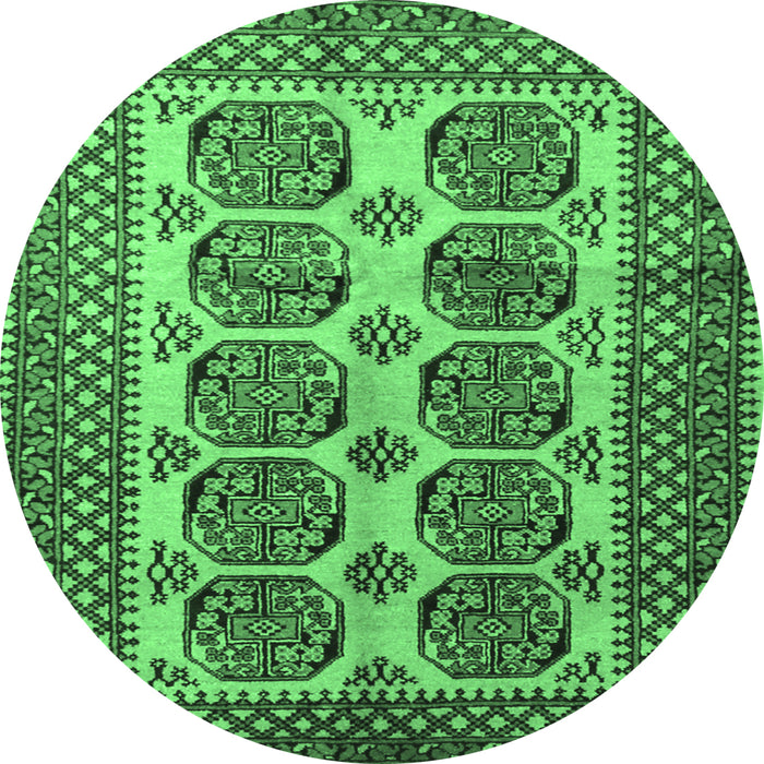 Round Machine Washable Southwestern Emerald Green Country Area Rugs, wshtr1986emgrn