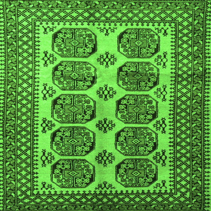 Round Machine Washable Southwestern Green Country Area Rugs, wshtr1986grn