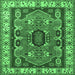 Square Geometric Emerald Green Traditional Rug, tr1987emgrn