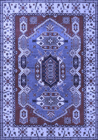 Geometric Blue Traditional Rug, tr1987blu