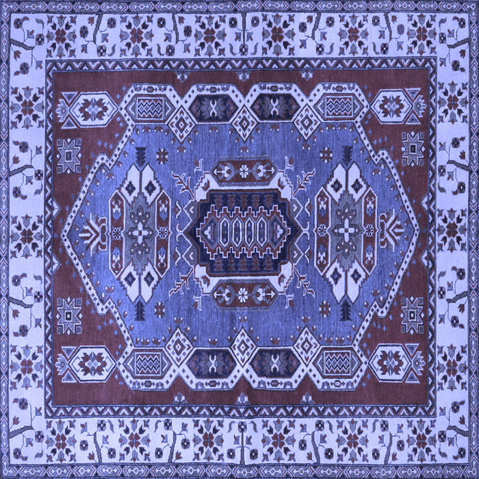 Square Geometric Blue Traditional Rug, tr1987blu
