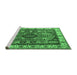 Sideview of Machine Washable Geometric Emerald Green Traditional Area Rugs, wshtr1987emgrn