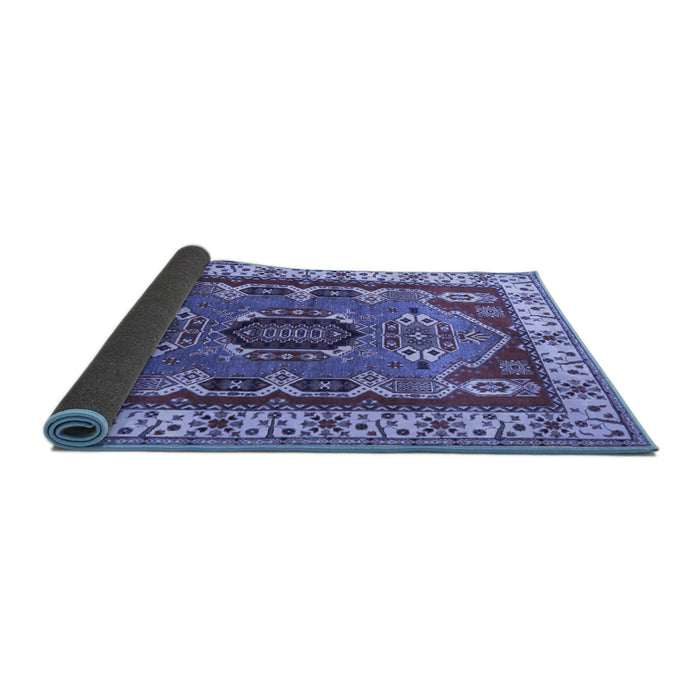 Sideview of Geometric Blue Traditional Rug, tr1987blu
