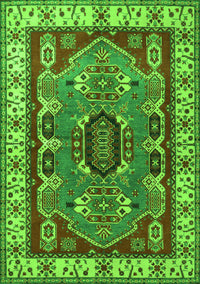 Geometric Green Traditional Rug, tr1987grn