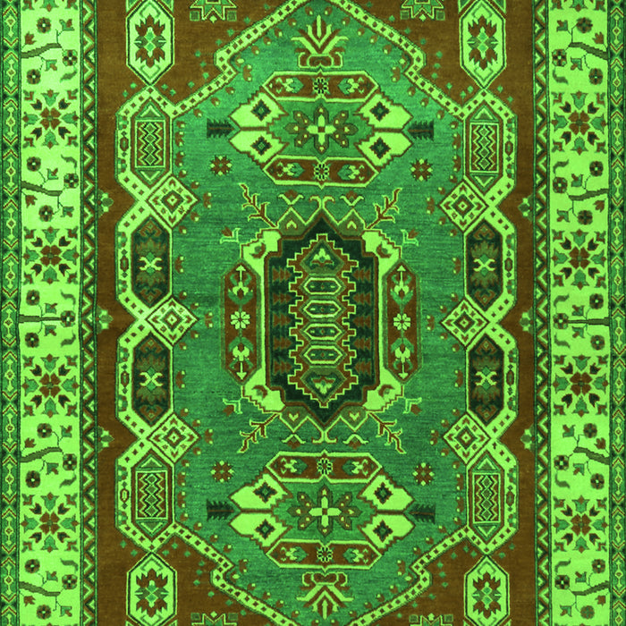 Geometric Green Traditional Rug, tr1987grn
