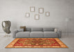 Machine Washable Geometric Orange Traditional Area Rugs in a Living Room, wshtr1987org