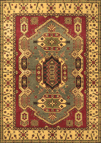 Geometric Brown Traditional Rug, tr1987brn