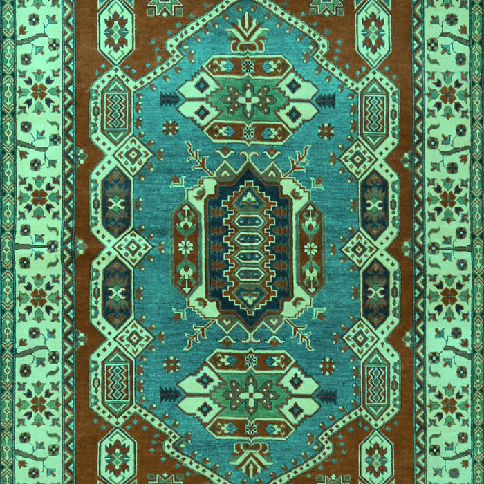 Geometric Turquoise Traditional Rug, tr1987turq