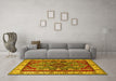 Machine Washable Geometric Yellow Traditional Rug in a Living Room, wshtr1987yw