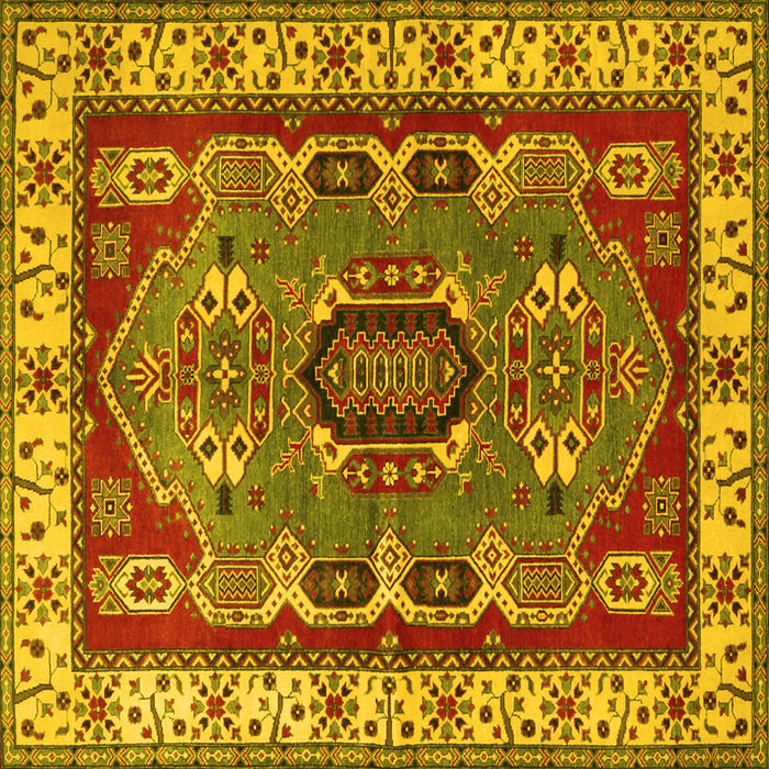 Square Geometric Yellow Traditional Rug, tr1987yw
