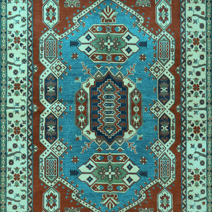 Geometric Light Blue Traditional Rug, tr1987lblu