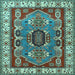 Square Geometric Light Blue Traditional Rug, tr1987lblu