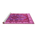 Sideview of Machine Washable Geometric Pink Traditional Rug, wshtr1987pnk