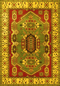 Geometric Yellow Traditional Rug, tr1987yw