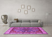 Machine Washable Geometric Purple Traditional Area Rugs in a Living Room, wshtr1987pur