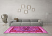 Machine Washable Geometric Pink Traditional Rug in a Living Room, wshtr1987pnk