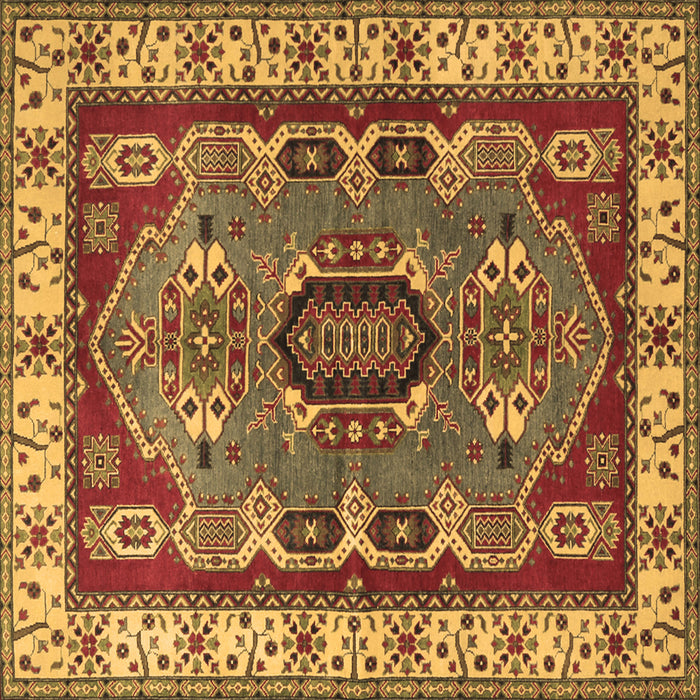 Square Geometric Brown Traditional Rug, tr1987brn