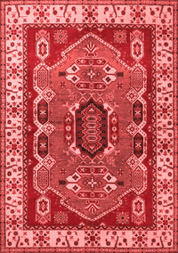 Geometric Red Traditional Rug, tr1987red