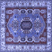 Square Machine Washable Geometric Blue Traditional Rug, wshtr1987blu