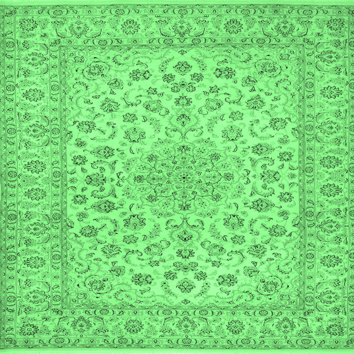 Square Medallion Emerald Green Traditional Rug, tr1988emgrn