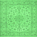 Square Medallion Emerald Green Traditional Rug, tr1988emgrn