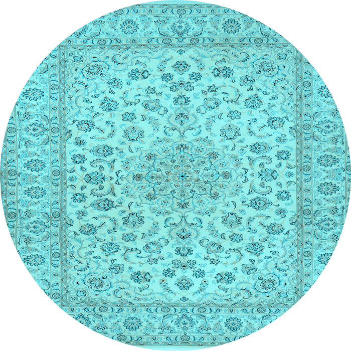 Round Medallion Light Blue Traditional Rug, tr1988lblu