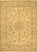 Machine Washable Medallion Brown Traditional Rug, wshtr1988brn