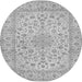 Machine Washable Medallion Gray Traditional Rug, wshtr1988gry