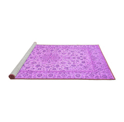 Sideview of Machine Washable Medallion Purple Traditional Area Rugs, wshtr1988pur
