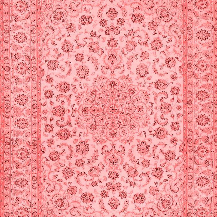 Machine Washable Medallion Red Traditional Rug, wshtr1988red