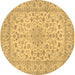 Round Medallion Brown Traditional Rug, tr1988brn
