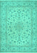 Machine Washable Medallion Turquoise Traditional Area Rugs, wshtr1988turq