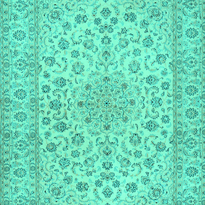 Machine Washable Medallion Turquoise Traditional Area Rugs, wshtr1988turq